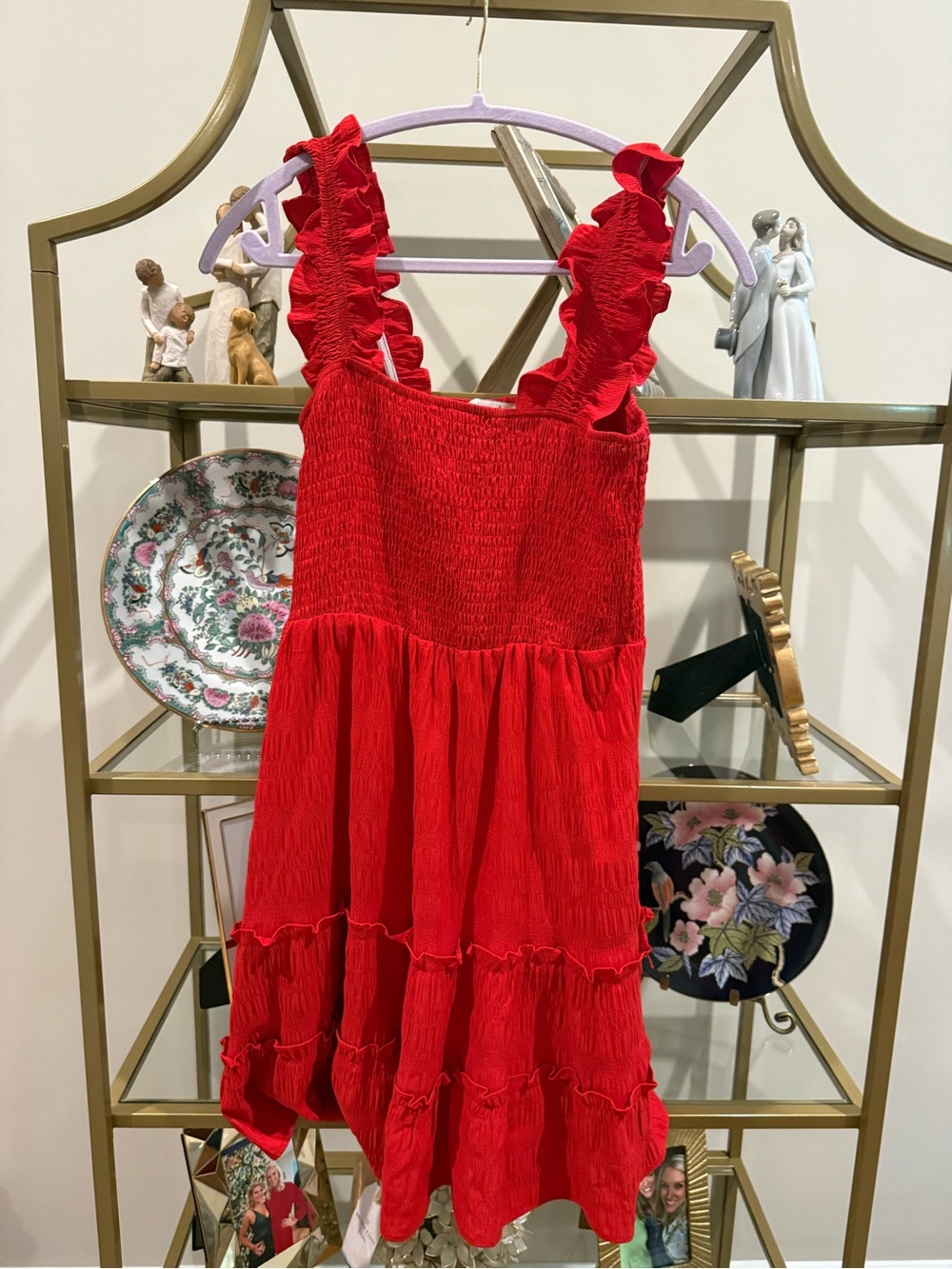 Red Ruffle Strap Casual Sundress